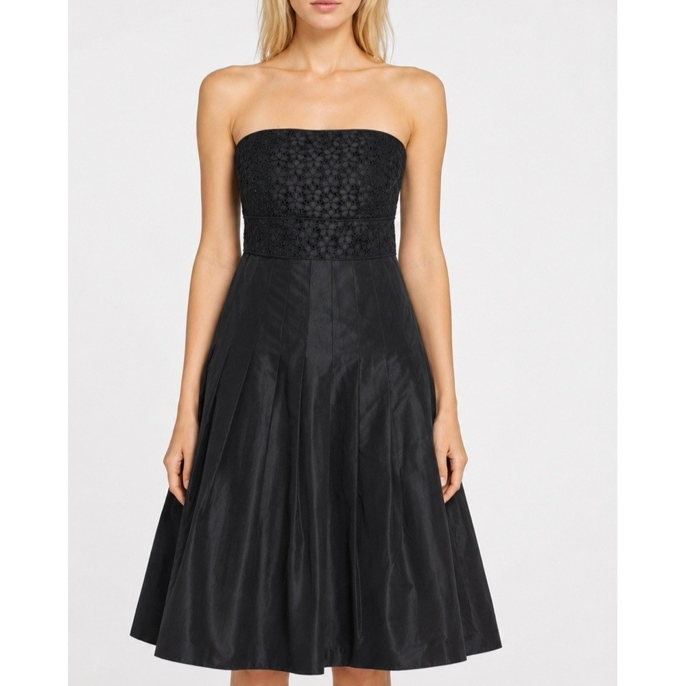 J.Crew‎ Dress Black Silk Date Night Eyelet Embroidered Whimsyical PROM HOCO SZ 4